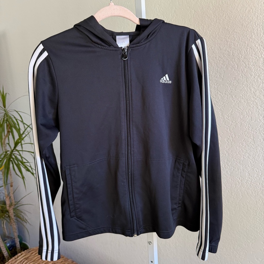 Adidas Women's XL Black 3-Stripes Full Zip Hoodie Jacket Athleisure Streetwear - Picture 13 of 14